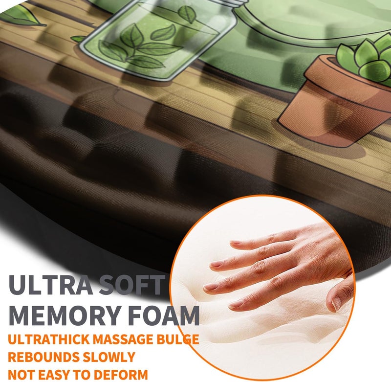 Armanza Ergonomic Joint Wrist Support Mouse Pad with Memory Foam Cushion Massage Bump, Carpal Tunnel Pain Relief Mousepad Slope Design for Wrist Rest, 11.8x7.9 in, Cute Kitten - Image 3